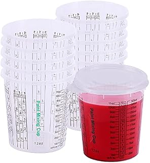 CANOPUS Paint Mixing Cups for Epoxy and Resin, 12 oz (355ml) with 3 Lids (12 Pack) Graduated Paint Mixing Cups, Disposable Plastic Mixing Cups for Automotive and Art Projects
