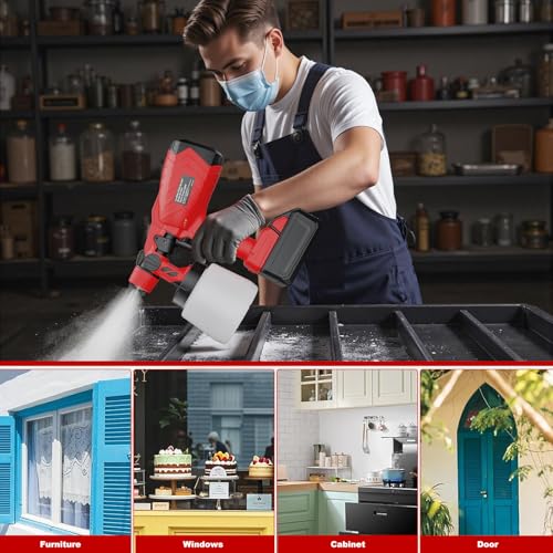 Fence Paint Sprayer for Milwaukee m18 18v Battery (only tool), Cordless Paint Sprayer for Fencing and Decking, Spray Gun Handheld Paint Sprayers for Home DIY Painting,3 Spray Patterns &1000ml Tank