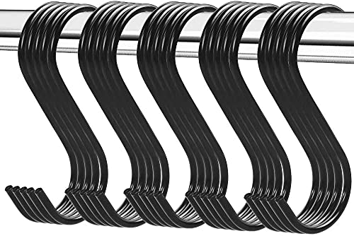 Gerhannery S-Haken zum Aufhängen von Kleidern, Küchen, S-förmig, robuste Metallhaken zum Aufhängen von Töpfen und Pfannen, Pflanzen, 20 Stück, schwarz Cover
