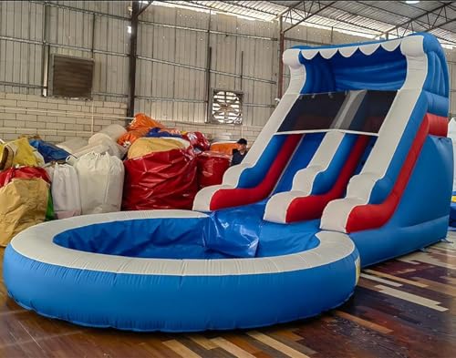 24FT(L) Commercial Water Slide for Adults Kids【Giant Inflatable Pool】 100% PVC Inflatable Adult Water Slides with Blower and Water Tube, Giant Kids Water Slide Outdoor Backyard, 24x13x13ft