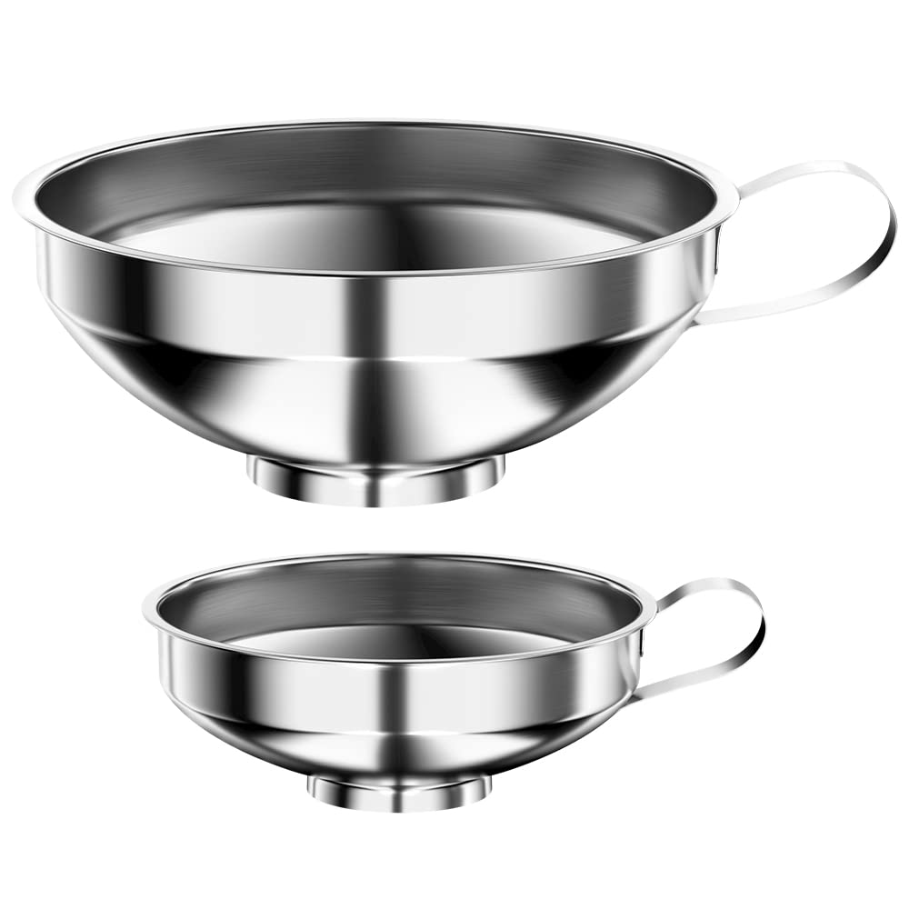 Gvolatee 2 Piezas Embudos de Acero Inoxidable Embudo de Mermelada Embudo de Boca Ancha Para Transferir Polvo Frijoles Y Mermelada