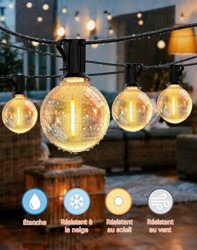 Lumiere extérieure terrasse haute longévité 12m guirlande guinguette design G40
