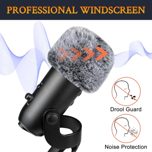 Image of SOULWIT 2Pcs Furry Pop Filter for Blue (Yeti /Yeti Pro) - Black