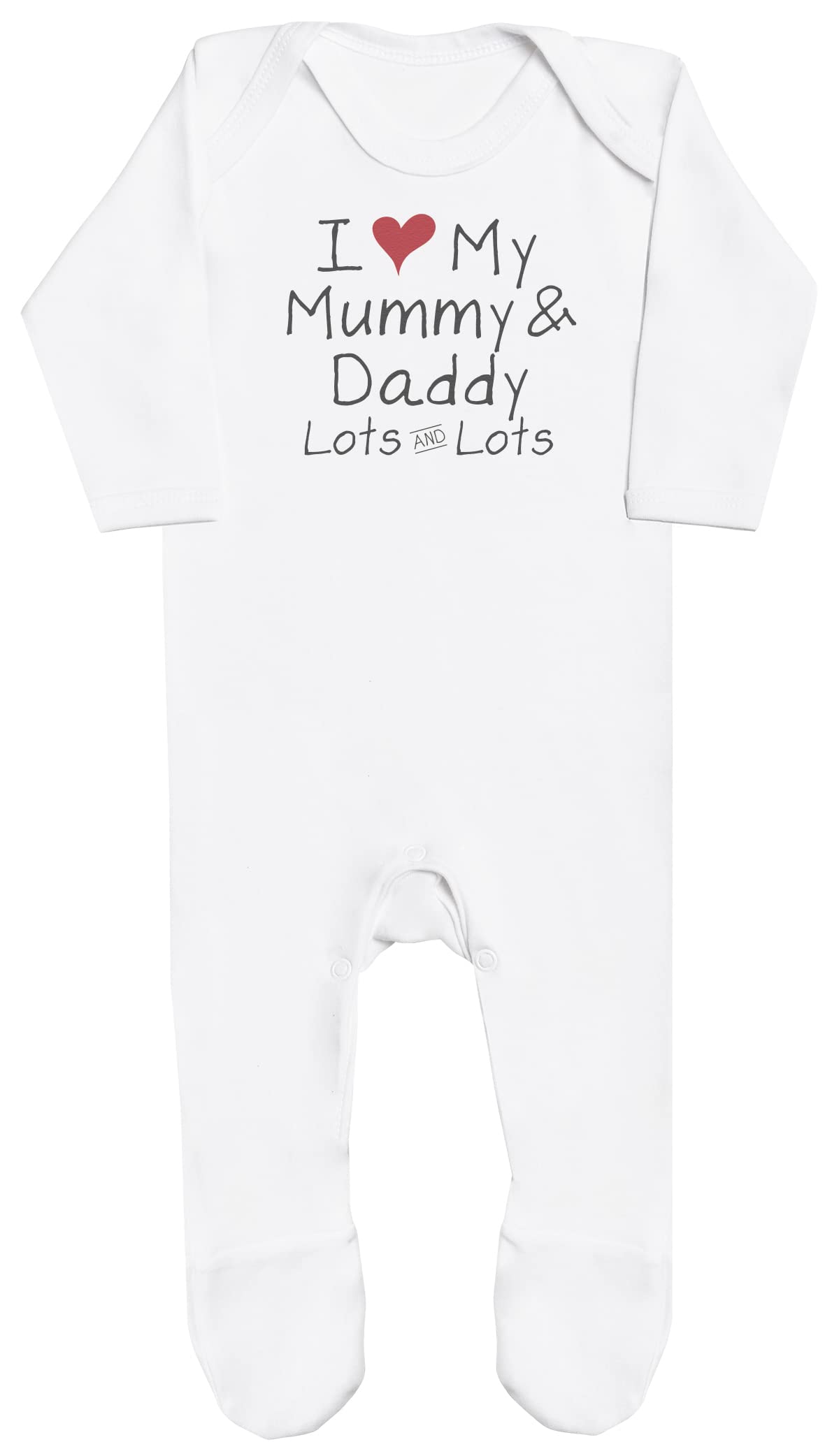 Baby Bunny Men's White I Love Mummy & Daddy Lots Baby Boy Romper, Baby Girl Romper, Baby Romper - Newborn