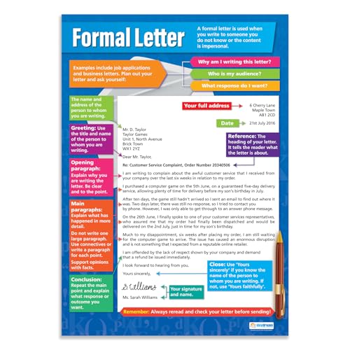 Daydream Education Formal Letter | English Posters for Common Core State Standards (CCSS) | Gloss Paper 33” x 23.5” | Language Arts Classroom Posters | Education Charts