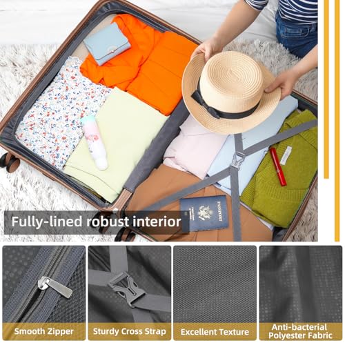 Image of LARVENDER Carry On Luggage 22x14x9 Airline Approved, Suitcases with Wheels | Hardside PP Carry On Suitcase with Duffel Bag, Luggage Sets for Women Men, TSA Lock, Mocha