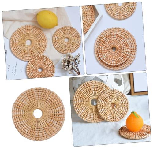Table résistante chaleur et sets en rotin marron OUNONA de luxe