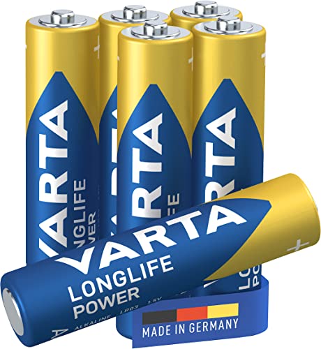 Varta Pila Longlife Power AAA Micro LR03 (paquete de 6 unidades), pila alcalina - «Made in Germany» - Adecuado para juguetes, linternas, mandos y otros aparatos que funcionan con pilas