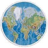 Sleepwish World Map Oversized Beach Towel 3D Map Beach Throw Blanket Teenage Beach Roundies Tassel Tapestry Throws (Blue, 60 inch)