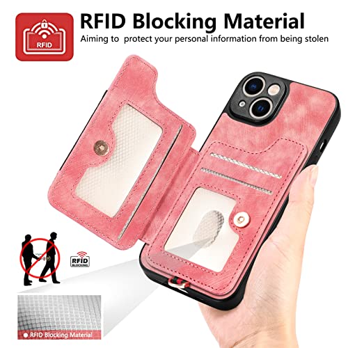 Coque iPhone 15 rose avec anneau de support et technologie RFID - 2