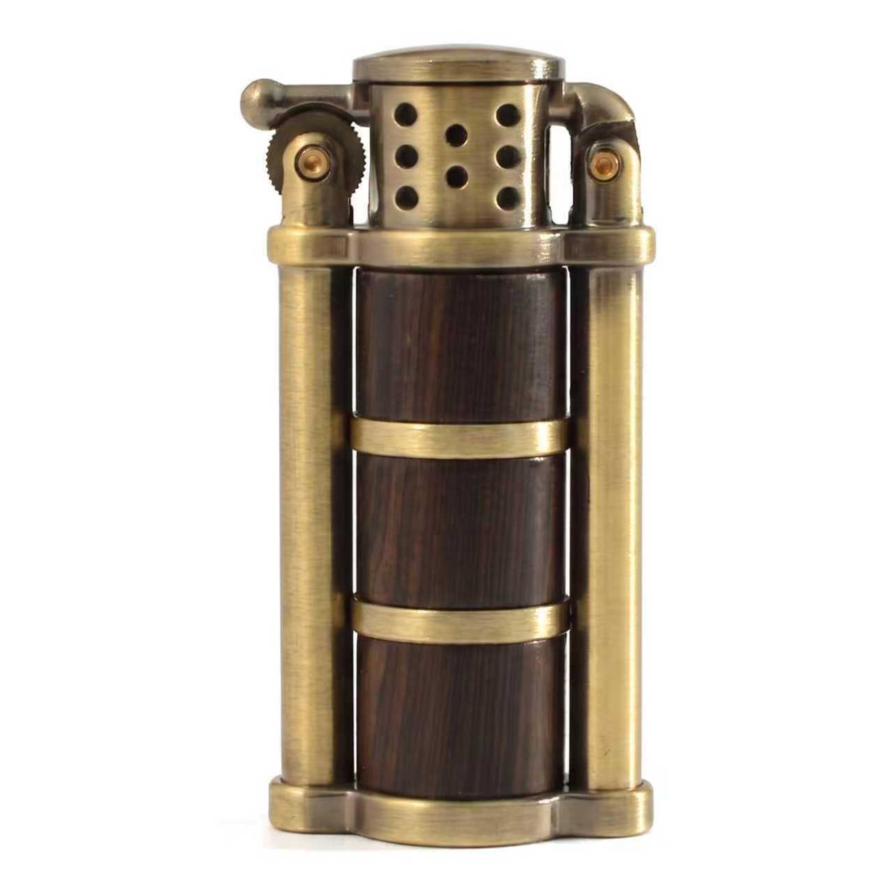 Jdqsfhf Men's Black Vintage Trench Lighter Reusable Antique Rosewood Soft Flame Trench Kerosene Lighters Cool Petrol Fire Starter For (Black)