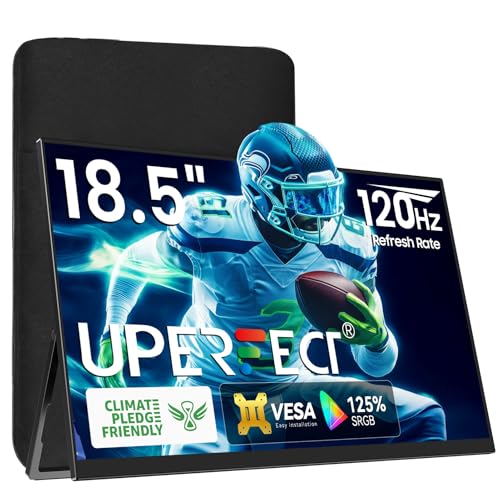UPERFECT 18 5 Zoll 120Hz Portable Gaming Monitor mit 1920 x 1080 Full HD Matte IPS Bildschirm USB C Mini-HDMI für Laptop PC Handy PS4/5 Xbo Raspb Pi Tragbarer Display VESA Compatible