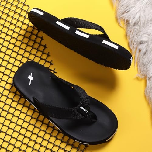 Image of SPARX Men SFG-2115 Black White Flip Flops (SF2115G BKWH 0009)
