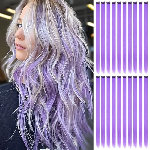 FAYDERS 20 pcs Light Purple Clip-in Hair Extensions 22