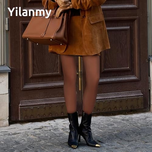 Image of Yilanmy Suspender Pantyhose for Women Garter Belt Stockings High Waist Control Top Pantyhose