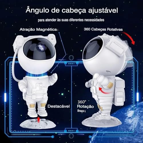 Projetor De Luz Galáxia Astronauta Estrelas Luz Noturna - Para Casa Portátil Iluminação Para Quarto