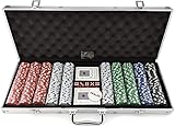 Tradeopia Premium Casino Poker Chip Set, 500 Pieces 11.5 Grams, with 2 Card Decks, 5 Dice & Aluminiu