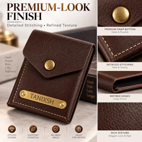 Image of Personalized Slim Wallet for Men, Card & Cash Holder (Brown)