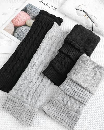 Shihanee WRD1368 2 Pairs Winter Fleece Lined Leg Warmers thumb #4