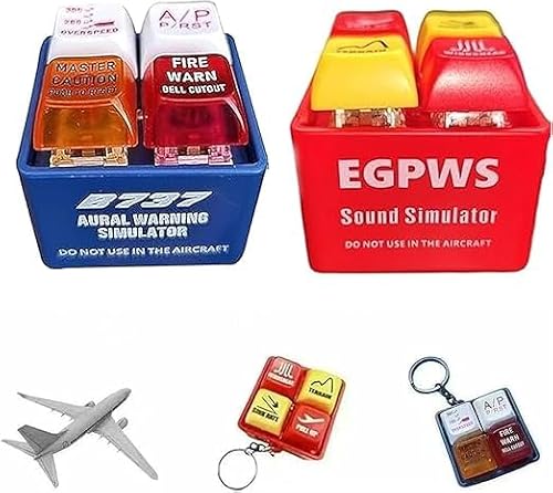 Pilot and Crew Alert Keychain, Aircraft Warning Sound Simulator Keychain with 4 Sounds, LED Aviation Gift for Stress Relief (Mixed)