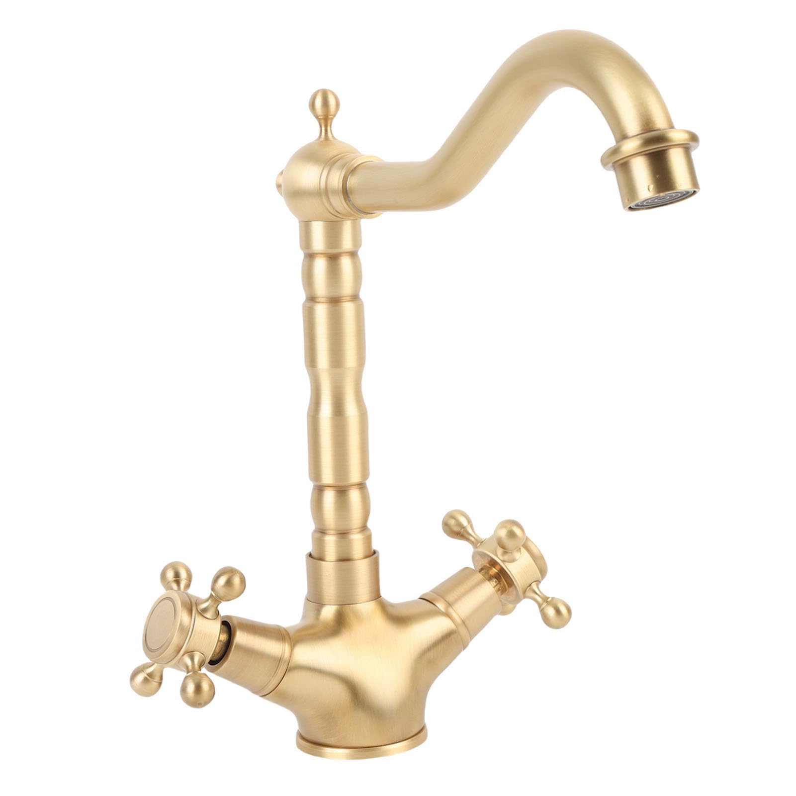Grifo de Lavabo de Latón con Dos Manijas Giratorio