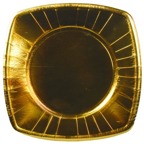 8 piatti di carta di lusso quadrati dorati, 26 cm