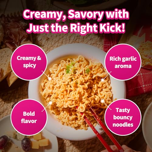 Image of Nongshim Shin Ramyun Toomba Noodles, Creamy Korean Mac and Cheese Style Noodles, Gentle Kick of Spice, Korean Stir Fry Style Instant Noodles, 4.83 oz (Pack of 4), Packaging May Vary.