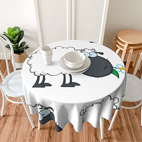 Evealyn Sheep Printed Round Tablecloth Table Cloth Waterproof Table Cover Wrinkle Resistant Restaurant Cloth For Kitchen Dining Wedding Parties #TOP6