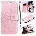 Produktbild CE-Link für Samsung Galaxy S8 Handyhülle Hülle Ledertasche Schutzhülle Leder Huelle mit Rosegold Schmetterling Blumen Stand Halter Magnetverschluss Wallet Case Inner Weiche Silikon Backcover
