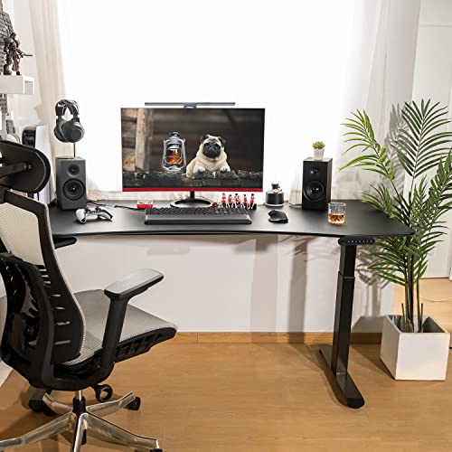 Finercrafts Standing Desk 71 X 32 Inches Dual-Motor Height Adjustable Desk Electric Sit Stand Desk Home Office Desks Whole Piece Desk Board (Matte Black Desktop/Black Frame) #TOP2