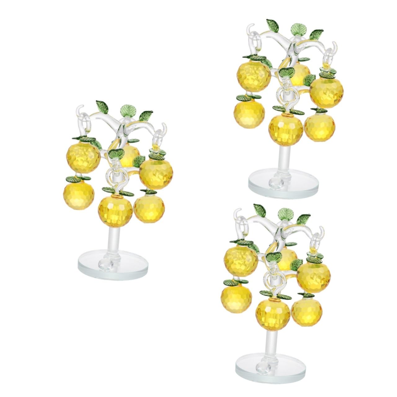 Adornos navideños de cristal y estatuilla amarilla de manzana retro para tarjetas