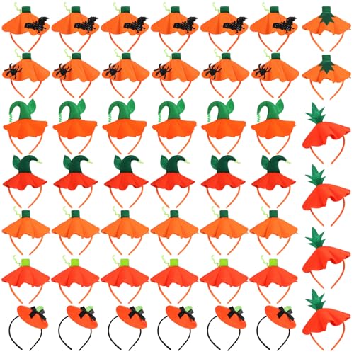 Hotop 48 Pcs Halloween Pumpkin Headbands, Pumpkin Hat Dress up