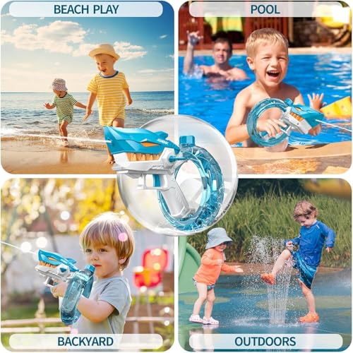 Image of Storio Rechargeable Electric Water Pistol Powerful Squirt Guns for Adults, Kids, Bottle Electric Gun, 300CC Shark Gun for Kids Ages 8-12, 4-8, 3-5 | Perfect Summer Gift (14315)