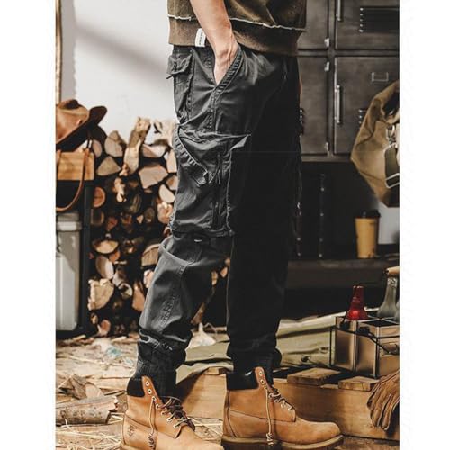 Men's Cargo Pants Baggy Classic Elastic Waist Relaxed Fit Skateboard Pants Streetwear with Multi Pockets4