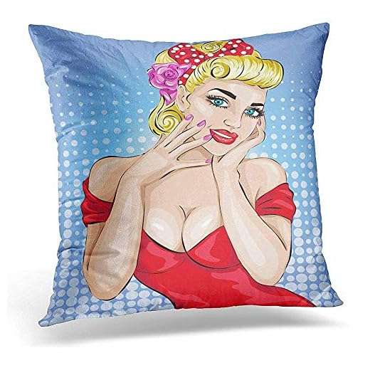 Not Applicable Fundas para Almohada,Red Girl Sexy Pop Woman Portrait Pin Up Fundas De Cojín Decorativas Vintage para Deporte Gym Athletic
