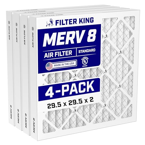 Filter King 29.5x29.5x2 Air Filter | 4-PACK | MERV 8 HVAC Pleated A/C Furnace Filters | MADE IN USA | Actual Size: 29.5 x 29.5 x 1.75"