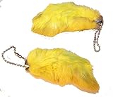 2 Pieces of the Yellow Color Novelty Real Rabbit Foot Key Chains