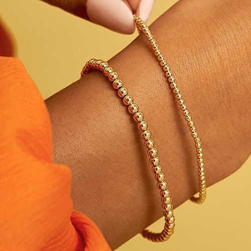MBW Gold Beaded Bracelets for Women, 14K Gold Plated Bead Bracelet Stack Gold Chian Link Bracelet Set Waterproof Jewlery Fashion Minimalist Dainty Jewelry Dupes for Women Trendy2
