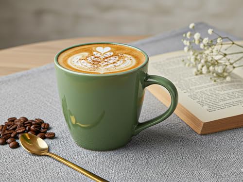 Image of Bodhi House Handcrafted Ceramic Coffee Mug Set of 1 Pieces (350 Ml), Stoneware Tea Cup, Microwave Safe Large Milk Mug, Glossy Finish, Ideal for Daily use, Casual Gatherings and Gifting, Forest Green