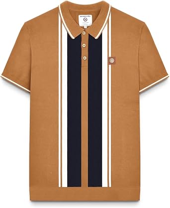 Lambretta Mens Greco Striped Knitted Short-Sleeved Polo Shirt