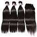 Unice Malaysian Straight Hair 3 Bundles Virgin Human Hair Wefts with Free Part Lace Closure 100% Unprocessed Human Hair Extensions(12 14 16+10Closure)