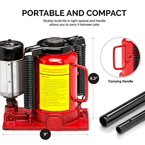 Tooluxe 31010L Low Profile Air Hydraulic Manual Bottle Jack, 20 Tons - Thumbnail 5