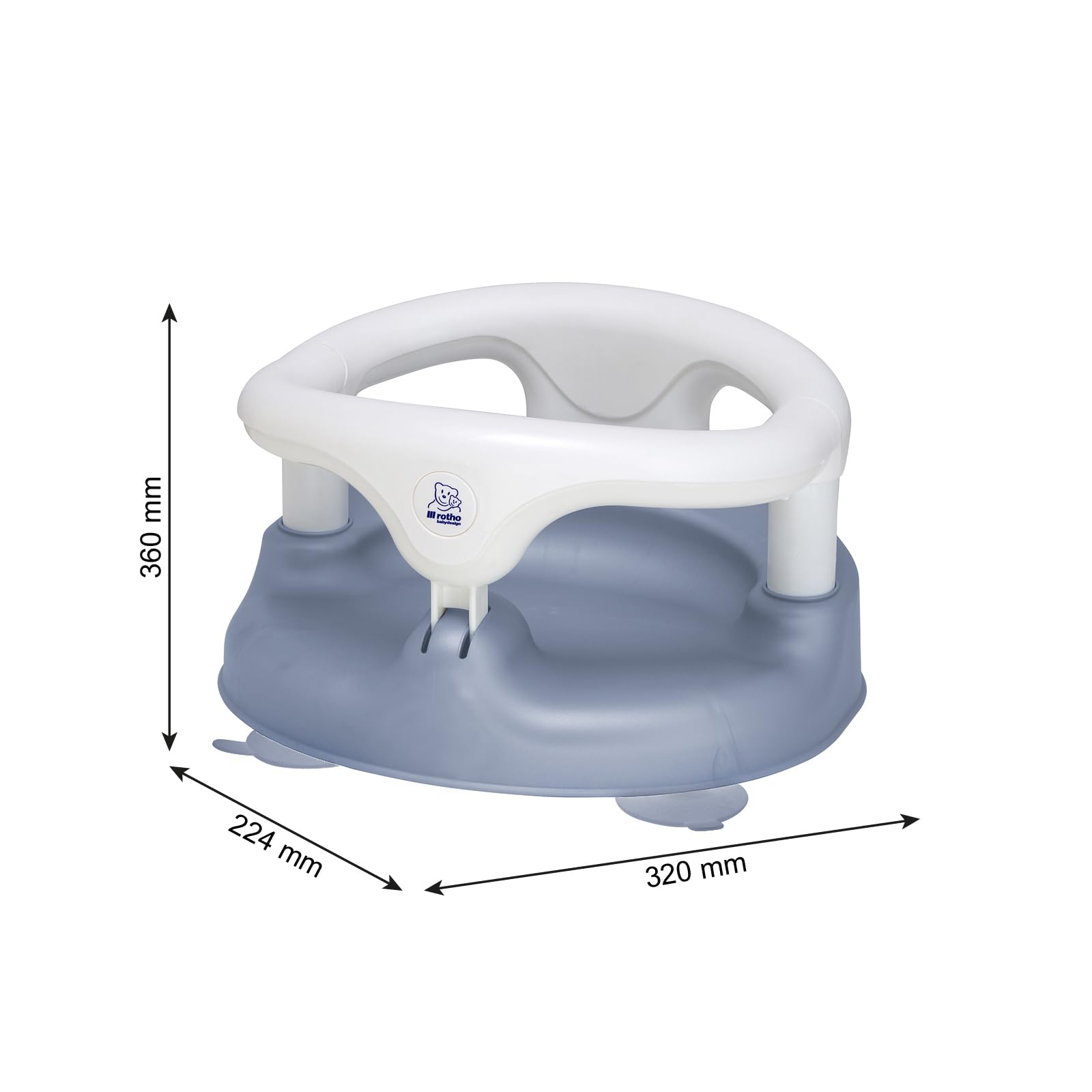Rotho Babydesign Seggiolino da bagno blu - Antiscivolo ed elevato comfort di seduta con blocco di sicurezza per bambini - Ausilio per la seduta