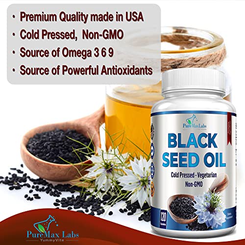 YUMMYVITE Cold Pressed Black Seed Oil - 120 Capsules, Premium Nigella Sativa Pure Black Cumin Seed Oil with Vitamin E, for Hair, Skin & Immune Health - Non-GMO 120 Capsules - Thumbnail 3