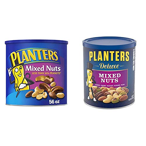 PLANTERS Salted Mixed Nuts and PLANTERS Deluxe Salted Mixed Nuts | Party Snacks, Plant-Based Protein