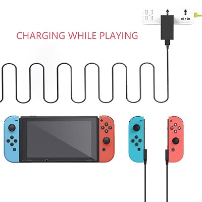HONCAM Portable Switch Joycon Charger Cable,98.4IN Replaces The Original Switch Charger Dock,Travel Replace Joycon Charging Dock - Small and Convenient for On-The-Go Charging