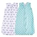 Jomolly Baby Sleeping Sack, 2 Pack Wearable Blanket (Mint & Elephant) (6-12 Months)