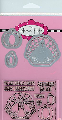 Thanksgiving Turkey Stamp and Die Combo Pack for Card-Making and Scrapbooking Supplies by The Stamps of Life - Turkey Pudgie