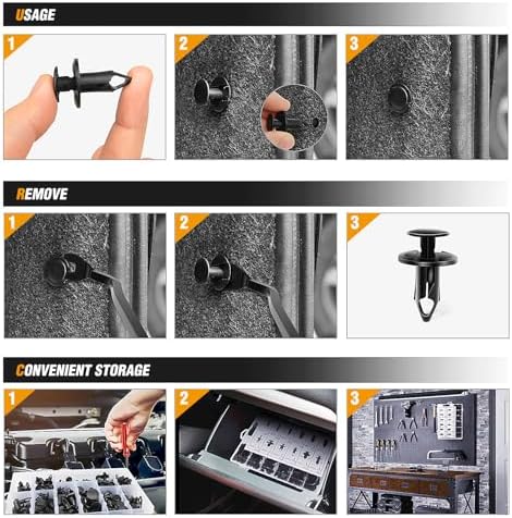 GOOACC 240PCS Bumper Retainer Clips Car Plastic Rivets Fasteners Push Retainer Kit 12 Popular Sizes Auto Push Pin Rivets Set -Door Trim Panel Fender Clips for GM Ford Toyota Honda Chrysler - 3