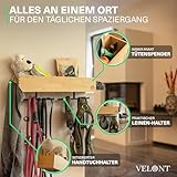VELONT Hundegarderobe mit Ablage Personalisiert - Größe XL - Perfekter Leinenparkplatz - Bambus - Dogstation für Leinen & Zubehör - Inkl. Kotbeutelspender und Montagekit (02 XL)